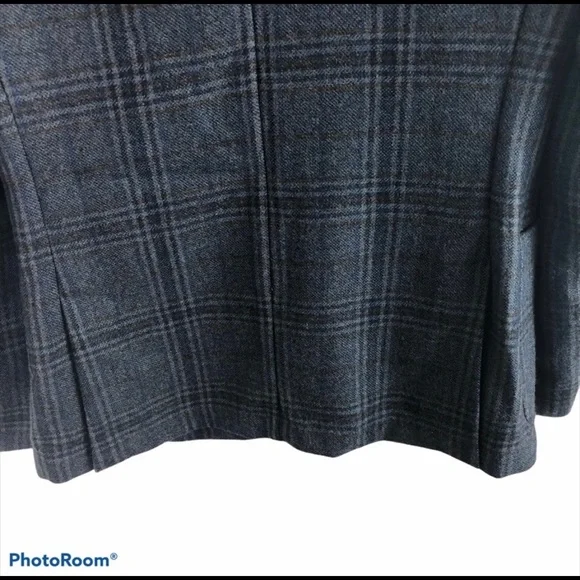 NEW Dylan Gray 40R Blue Plaid Wool Blend Blazer